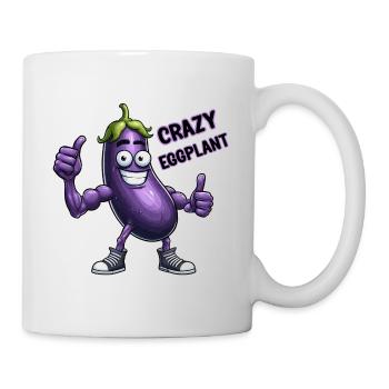 Crazy Veggies: Eggplant Body Builder Calisthenics - Mug - white - Right