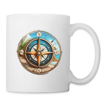 Kompass / Himmelsrichtung / Reisen / Survival - Tasse - Weiß - Rechts