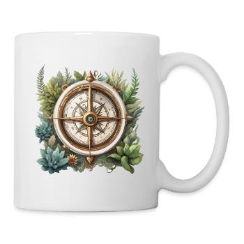 Kompass / Himmelsrichtung / Reisen / Survival - Tasse - Weiß - Rechts