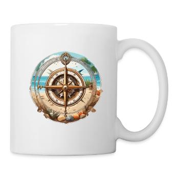 Kompass / Himmelsrichtung / Reisen / Survival - Tasse - Weiß - Rechts