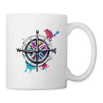 Kompass / Himmelsrichtung / Reisen / Survival - Tasse - Weiß - Rechts
