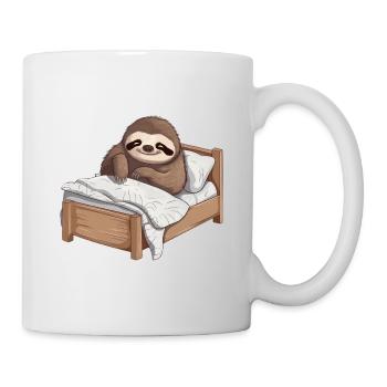 Faultier im Bett Offizielles Schlafshirt - Tasse - Weiß - Rechts