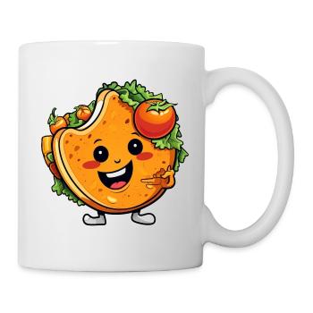 Mignon Kawaii Taco Wrap Design avec salade et - Mug blanc - blanc - Droite