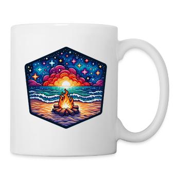 Feu de camp vibrant au bord de la mer - Mug blanc - blanc - Droite
