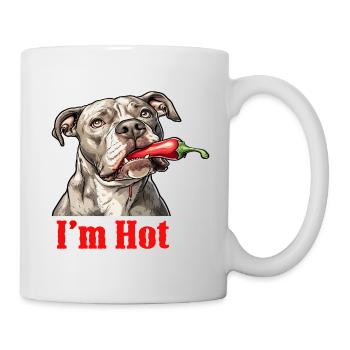 Un pitbull avec un piment fort dans la bouche - Mug blanc - blanc - Droite