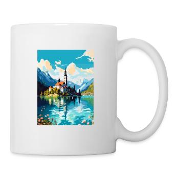 Lac de Bled Slovénie Vintage voyage affiche Souvenir - Mug blanc - blanc - Droite