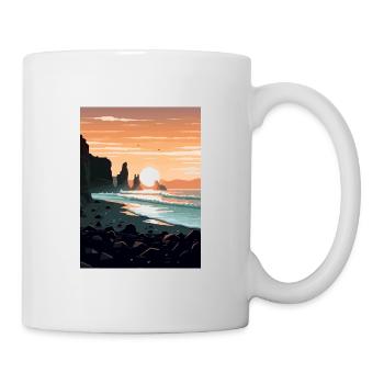 Schwarzer Sandstrand Island Vintage Reiseposter WPA - Tasse - Weiß - Rechts