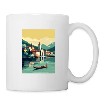 Comer See Italien Dekoration Vintage Reiseposter - Tasse - Weiß - Rechts