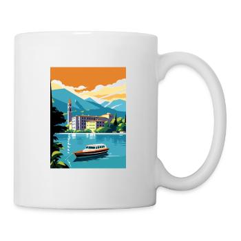 Comer See Italien Dekoration Vintage Reiseposter - Tasse - Weiß - Rechts