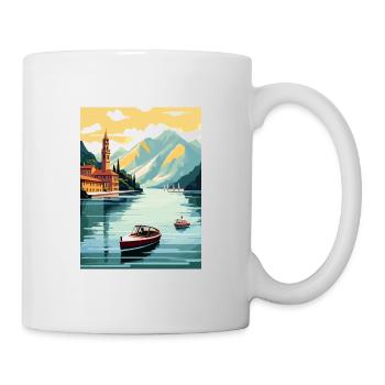 Comer See Italien Dekoration Vintage Reiseposter - Tasse - Weiß - Rechts