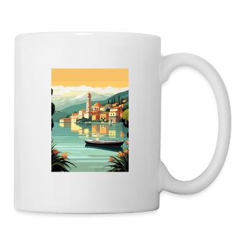 Comer See Italien Dekoration Vintage Reiseposter - Tasse - Weiß - Rechts