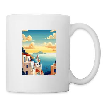 Santorin Grèce décoration grec voyage affiche - Mug blanc - blanc - Droite