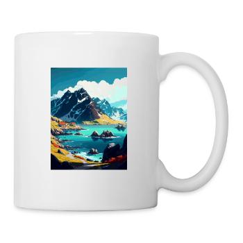 Lofoten Norwegisches Vintage-Reiseposter - Tasse - Weiß - Rechts