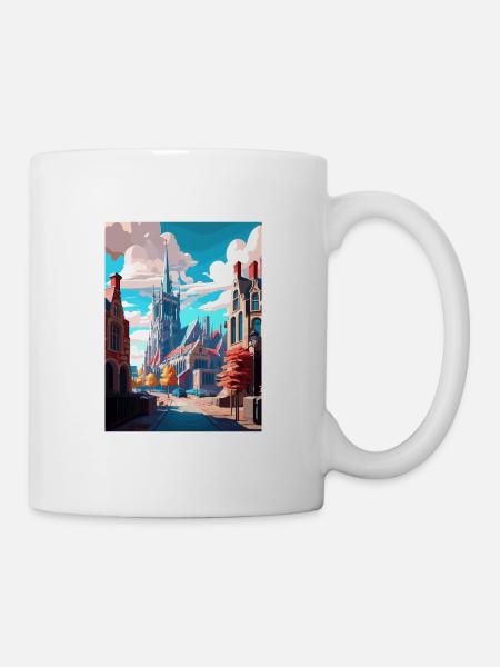 Gent Belgien Vintage Reiseposter WPA Souvenir - Tasse - Weiß