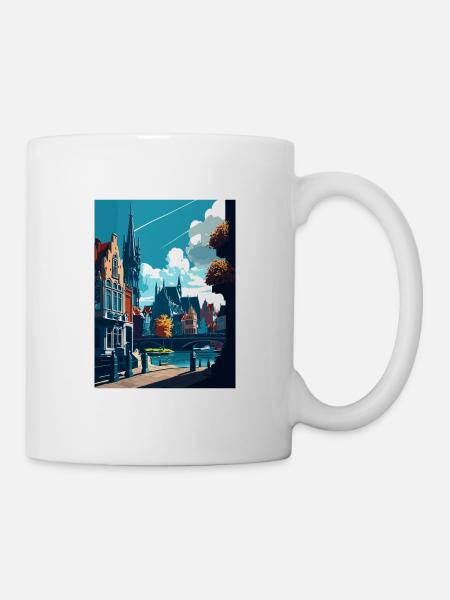Gent Belgien Vintage Reiseposter WPA Souvenir - Tasse - Weiß