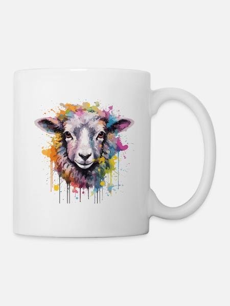 Mouton aquarelle avec splash - Mug blanc - blanc