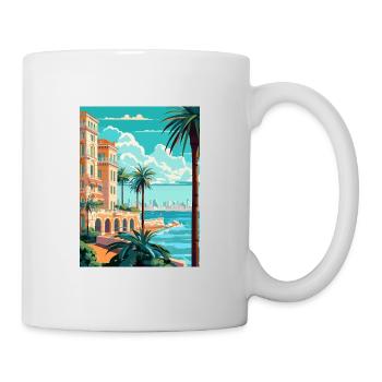 Cote D Azur France Vintage Travel Poster Souvenir - Mug - white - Right