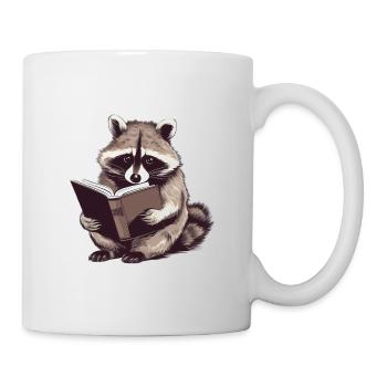 Lesender Waschbär mit Buch - Tasse - Weiß - Rechts