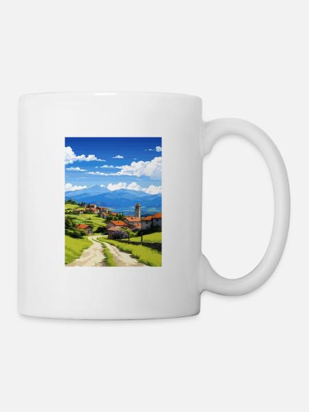 Pays Basque Espagne Affiche de voyage vintage WPA Art - Mug blanc - blanc