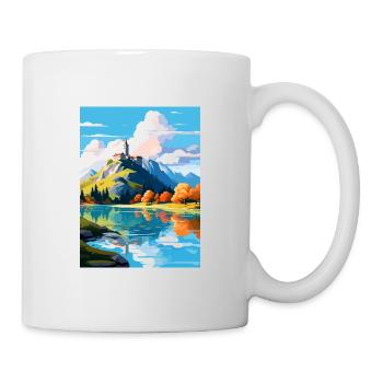 Château de Bled Slovénie Affiche de voyage vintage WPA Art - Mug blanc - blanc - Droite