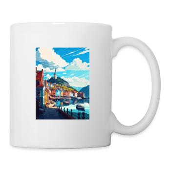 Bergan Norway Oslo Vintage Travel Poster Souvenir - Mug - white - Right