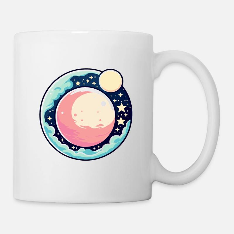 Mond Landschaft Illustration - Tasse - Weiß