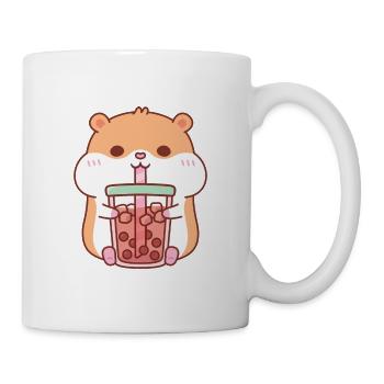 Cute Chubby Hamster Drinking Bubble Tea - Mug - white - Right