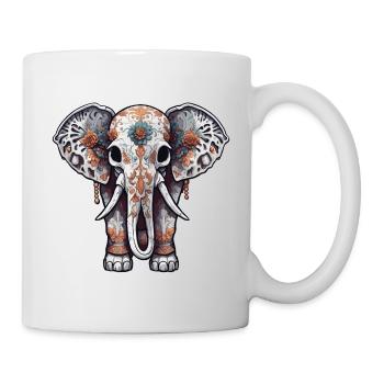 Elefant / Tier / Orientalisch / Blumen / Muster - Tasse - Weiß - Rechts