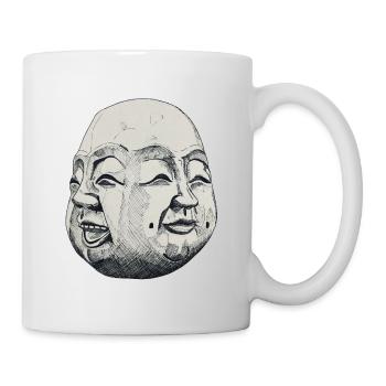 Buddha Kopf vier Gesichter Freude Zufriedenheit - Tasse - Weiß - Rechts