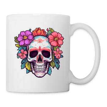 Human Skull & Flowers 30 - Mug - white - Right