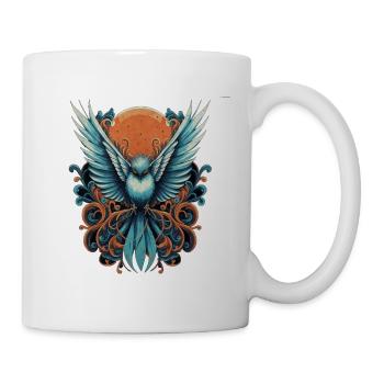 Blauer Vogel - Tasse - Weiß - Rechts