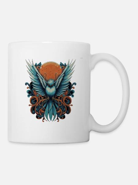 Blauer Vogel - Tasse - Weiß
