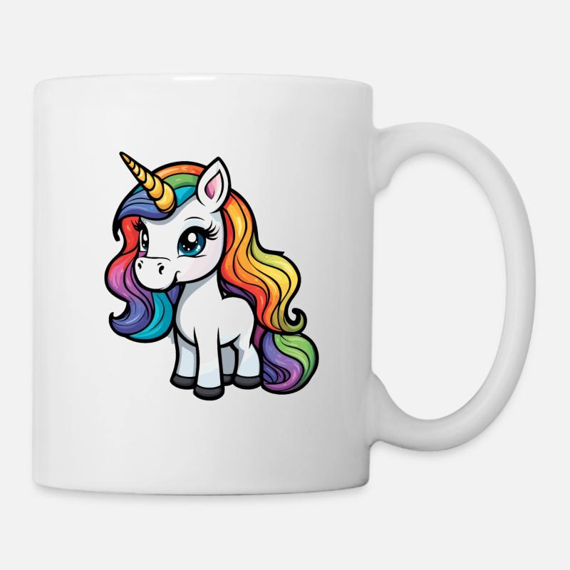 Regenbogen Einhorn Illustration - Tasse - Weiß