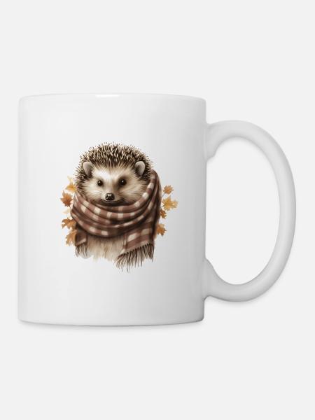 Hedgehog with Scarf Cute Animal - Mug - white