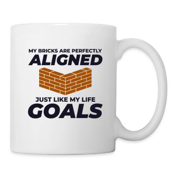 Aligned Bricks, Aligned Goals: Humorous Bricklayer - Mug - white - Right