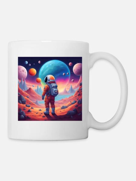 Astronaute sur une planète imaginaire - Mug blanc - blanc