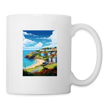 Das Roseland Peninsula Cornwall Reiseposter - Tasse - Weiß - Rechts