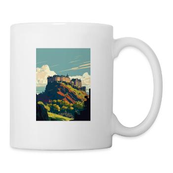 Edinburghscape European Scotland Travel Poster - Mug - white - Right