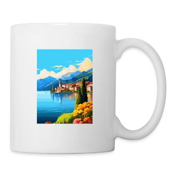 Comer See Italien Dekoration Vintage Reiseposter - Tasse - Weiß - Rechts