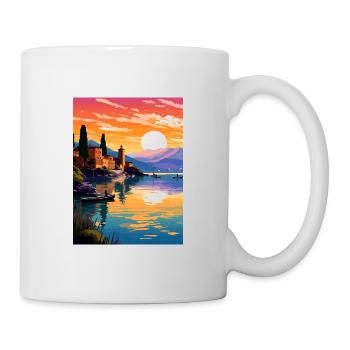 Gardasee Dekoration Vintage Reiseposter WPA - Tasse - Weiß - Rechts