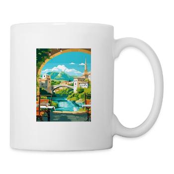 Mostar, Bosnie-Herzégovine, Pont de Stari Most Koski - Mug blanc - blanc - Droite