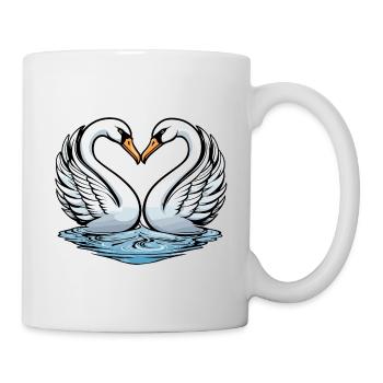 Schwan Valentinstag Illustration - Tasse - Weiß - Rechts