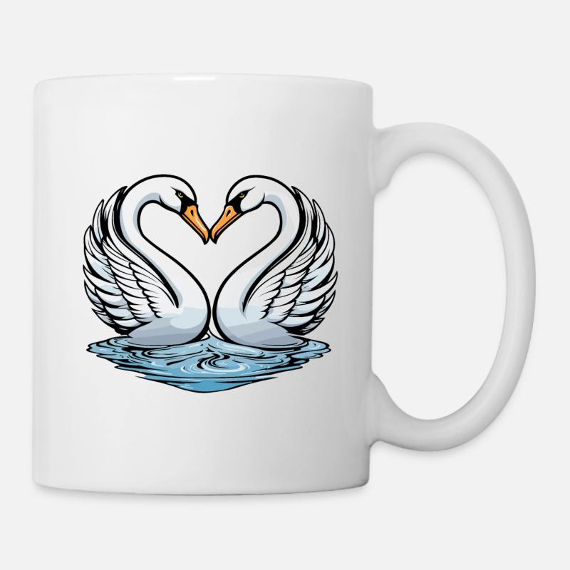 Illustration de la Saint-Valentin cygne - Mug blanc - blanc
