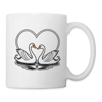 Schwan Valentinstag Illustration - Tasse - Weiß - Rechts