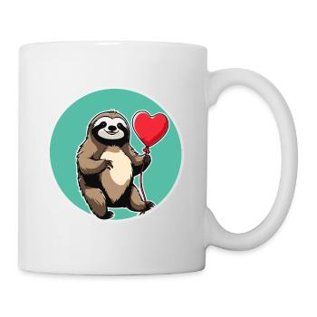 Faultier Herz Illustration Valentinstag - Tasse - Weiß - Rechts