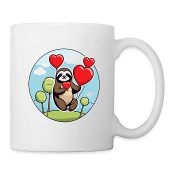 Faultier Herz Illustration Valentinstag - Tasse - Weiß - Rechts