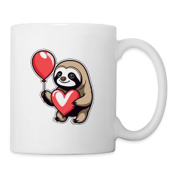 Faultier Herz Illustration Valentinstag - Tasse - Weiß - Rechts