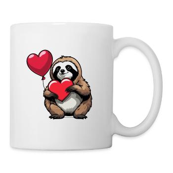 Faultier Herz Illustration Valentinstag - Tasse - Weiß - Rechts