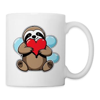 Faultier Herz Illustration Valentinstag - Tasse - Weiß - Rechts