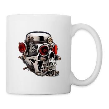 Silver skull with red eyes - Mug - white - Right